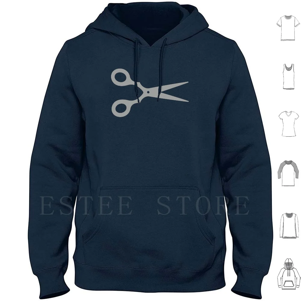 Grey / Silver Scissors ( Barber Shop ) Hoodies Long Sleeve Silver Metal Grey Barber Shop Sign Barber Shop Sign Barber