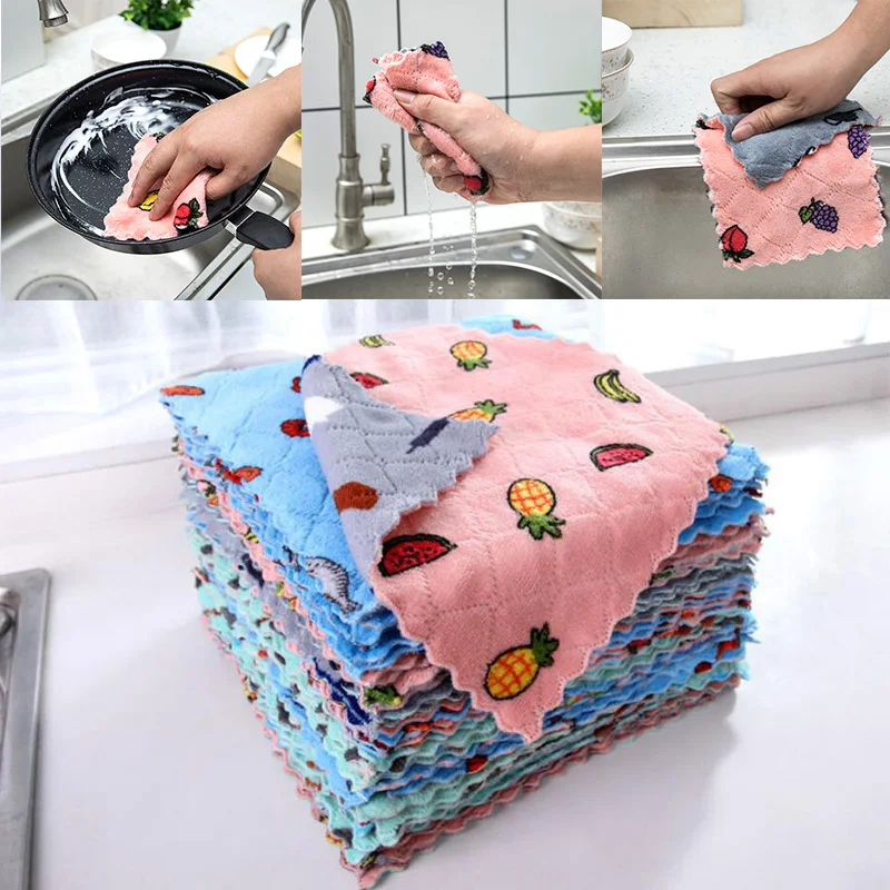 Kitchen Anti-grease Cleaning Cloth Super Absorbent Microfiber kitchen wiping rags household washing dish kitchen Cleaning towels