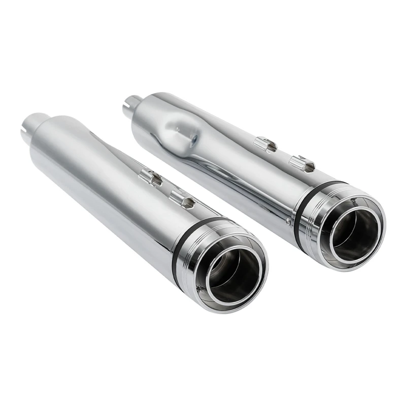 Motorcycle Chrome 4.33'' Megaphone Slip-On Exhaust Pipes Fit For Harley Touring Road Street Electra Glide 2017-2022