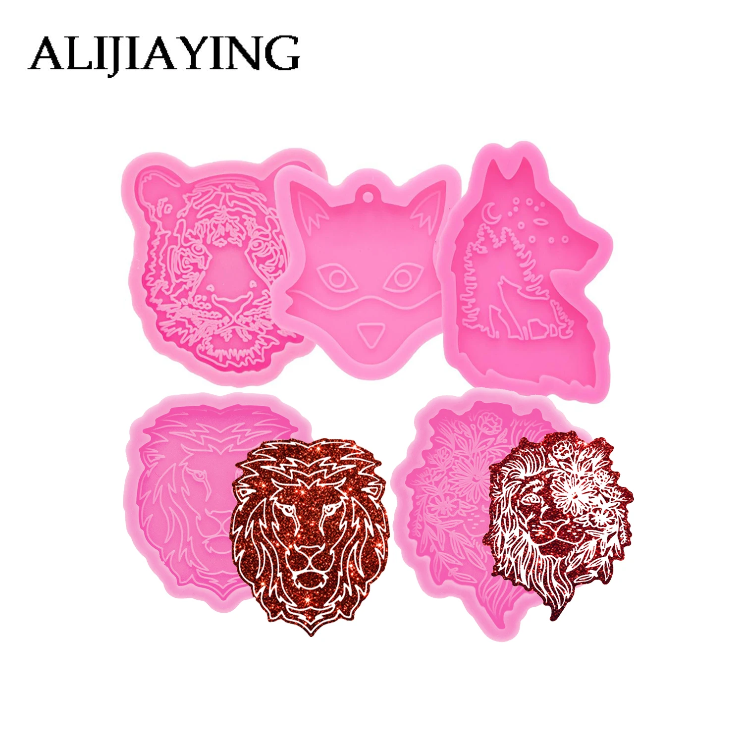 DY1054 Shiny Tiger Head Resin Molds, Phone Grip Silicone Mold Decoration Phone Case, Lion head Fondant Chocolate Mold Silicone