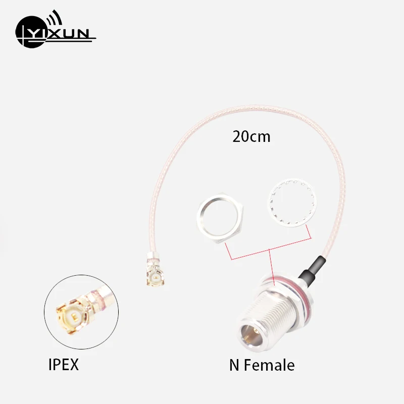 Imagem -03 - Fêmea para Cabo Adaptador Ipex Pigtail rf Cabo U.fl Jack para n tipo Fêmea Conector para Roteador Wifi Antena 20cm Rg178 n