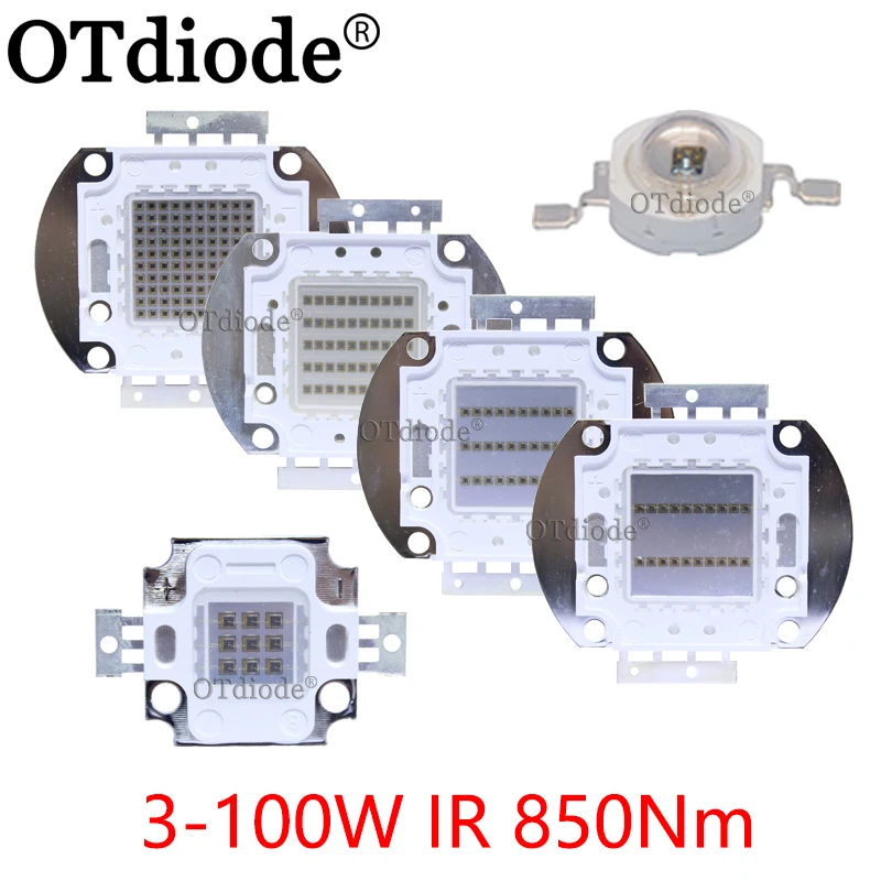 

High Power LED Chip IR Infrared 850nm 3W 10W 20W 30W 50W 100W Emitter Diode COB Light Lamp Matrix 850 nm for Night Vision Camera