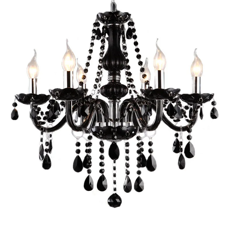 Black Crystal Chandelier candle Glass Lamp European Living Room Restaurant Theme Bar Wedding KTV Banquet Hall Home Lighting
