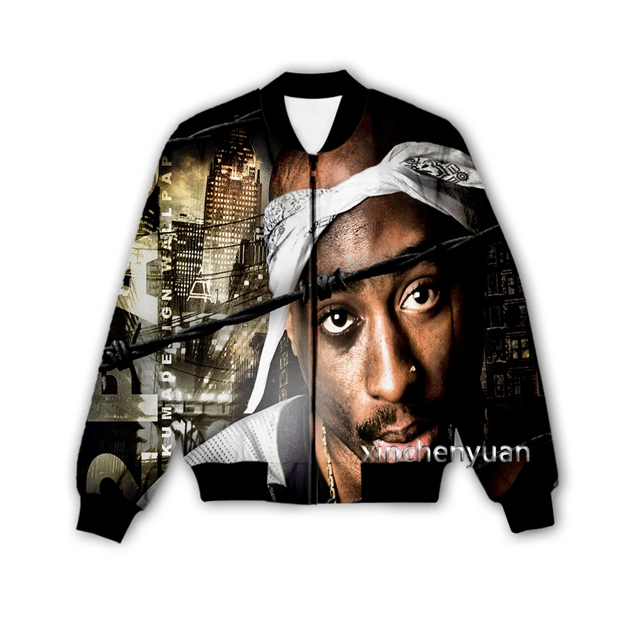 Phechion 3D Printed  Men/Women Rapper 2pac Tupac  Casual Jacket Fashion Streetwear Men Loose Sporting Jacket & Coat M19