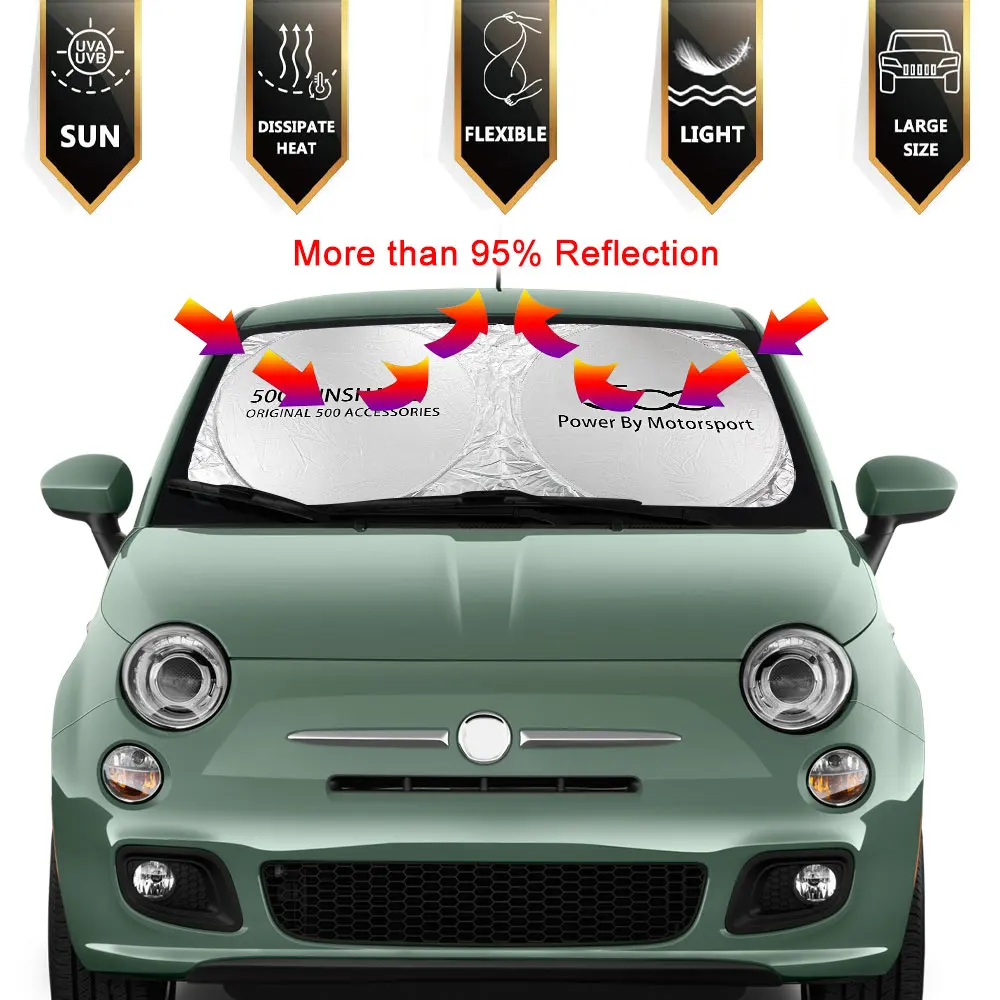 Car Windshield Sun Shade Cover Blocks UV Rays Protector Auto Interior Accessories For Fiat 500 Abarth Trim 1.4L Turbo X Sport