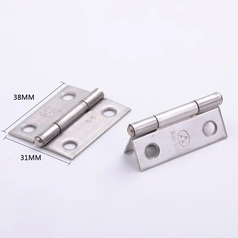 2 Pcs/Lot Stainless Steel Hinged Furniture Hinge Hardware Length And Width: 38 * 31 * 1mm Furniture 4 Holes 1.5 Inch Accessories