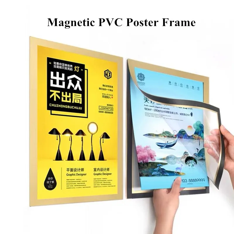 5 Pieces A6 Durable PVC Magnetic Document Sign Holder Frame Self Adhesive Backing Magnetic Picture Poster Display Frames