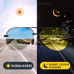 Ultra-Light Aviation Sunglasses Photochromic Polarized Glasses Men Day Night Vision Driving Goggles oculos de sol masculino