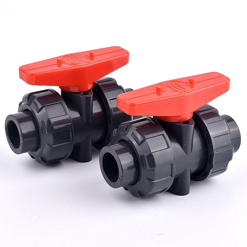 20~110mm UPVC Double Union Ball Valve Chemical Grade Aquarium Fish Tank Adapter Garden Watering Irrigation Water Pipe Connector