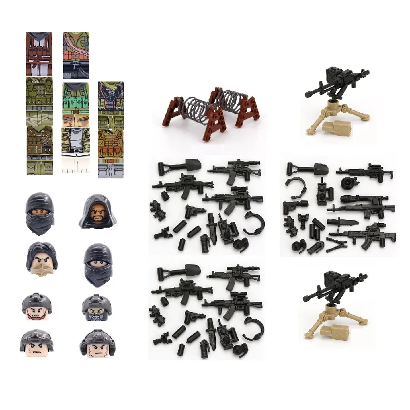 

8PCS Figures Arab Specia Force Soldier Military Weapons MOC City Building Block Parts Mini Toy For Children SWAT Police Locking