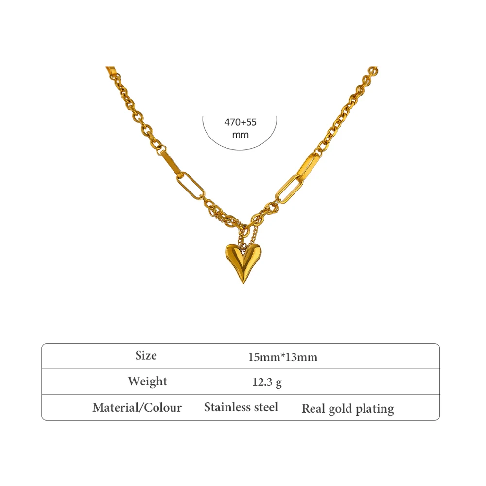 Yhpup romantische Herz Anhänger Halskette für Frauen hochwertige Edelstahl 18 k Metall Textur Choker Halskette Jubiläum – Detail 6