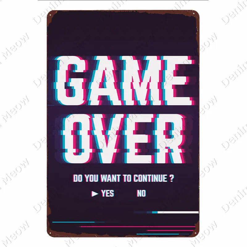 Vintage Warning Angry Gamer Tin Sign, Gaming Repeat Poster, Club, Home, Bedroom Decor, Eat Sleep Game, Funny Wall Stickers, N379