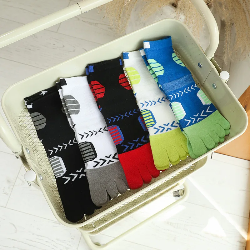 Chaussettes de Sport à cinq doigts, en coton coloré pour l'extérieur, basket-ball, cyclisme, vélo, course à pied, Football avec orteils professionnels