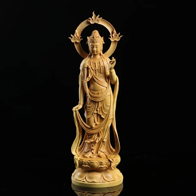 

Boxwood 15 21 24cm Guanyin Sculpture Wood Carving Buddha Statue Home Decor