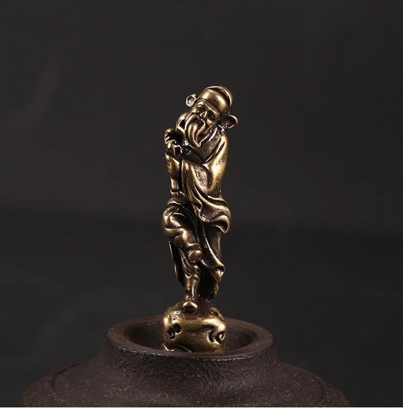 Handmade retro Brass The Eight Immortals Crossing  the Sea statue DIY desktop ornament Miniature Fitting Pendant accessories a52