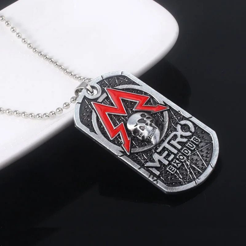 Game Metro Exodus 2033 Necklace Pendants Classic Dog Tag Skull Metal Choker Women Men Jewelry Accessories