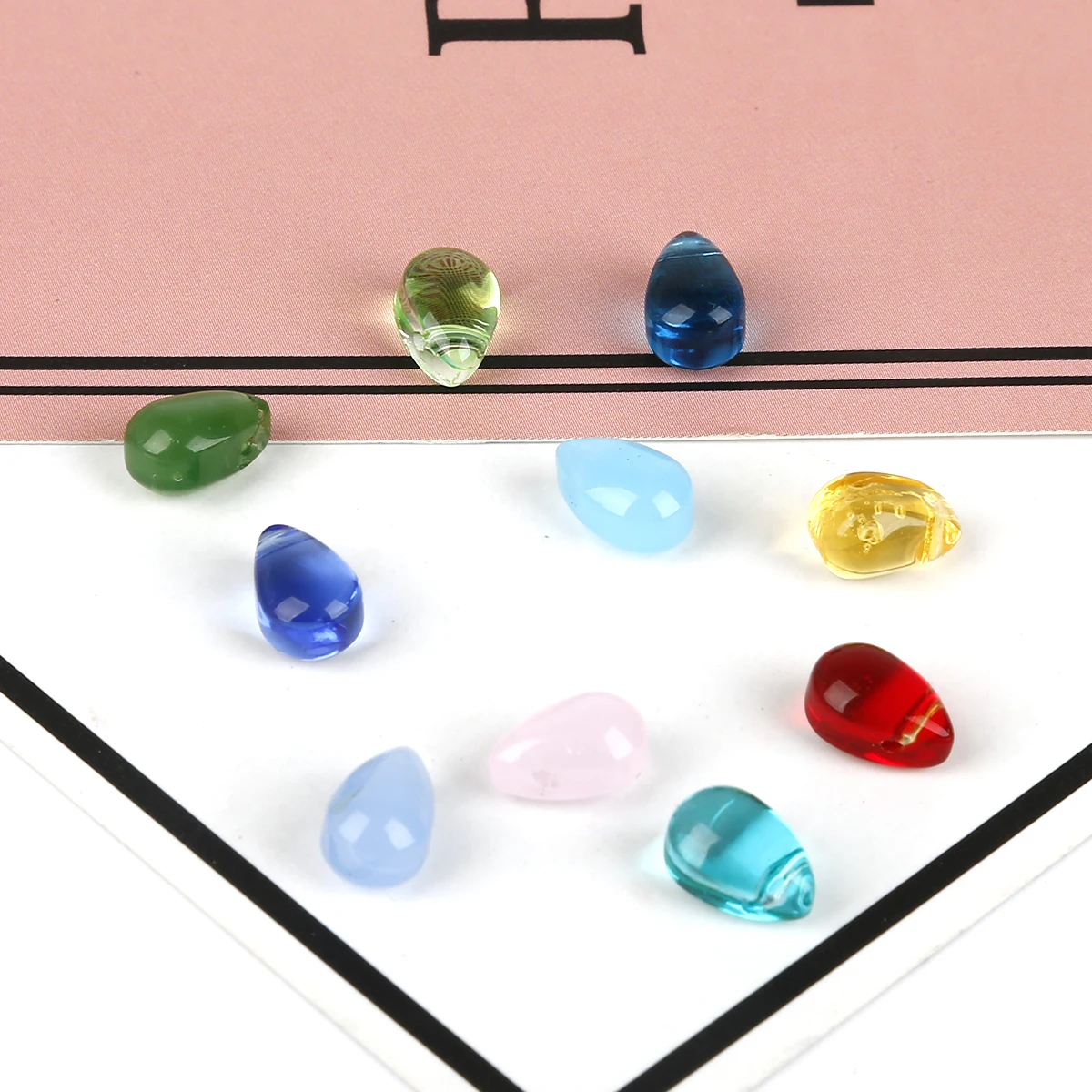 New 5Pcs 9x6mm Clear Oval Czech Glass Beads Water Drop Charms Pendant For DIY Clothing Sewing Material Crafting Hand Accessies