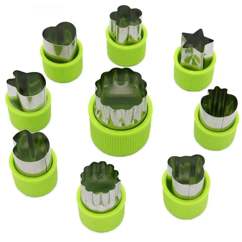 9 Pieces Stainless Steel Cookie Cutter Vegetable Cutters Flower Shape Sandwich Cake Cutter Mold Set