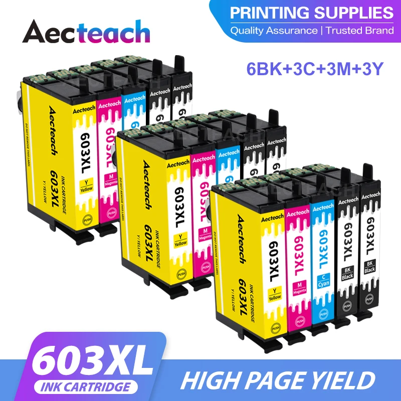 Aecteach-cartucho de tinta para Epson 603XL 603, T603XL, t603, Expression Home, XP-3100, XP-4100, XP-2100, XP-2105, XP-3105