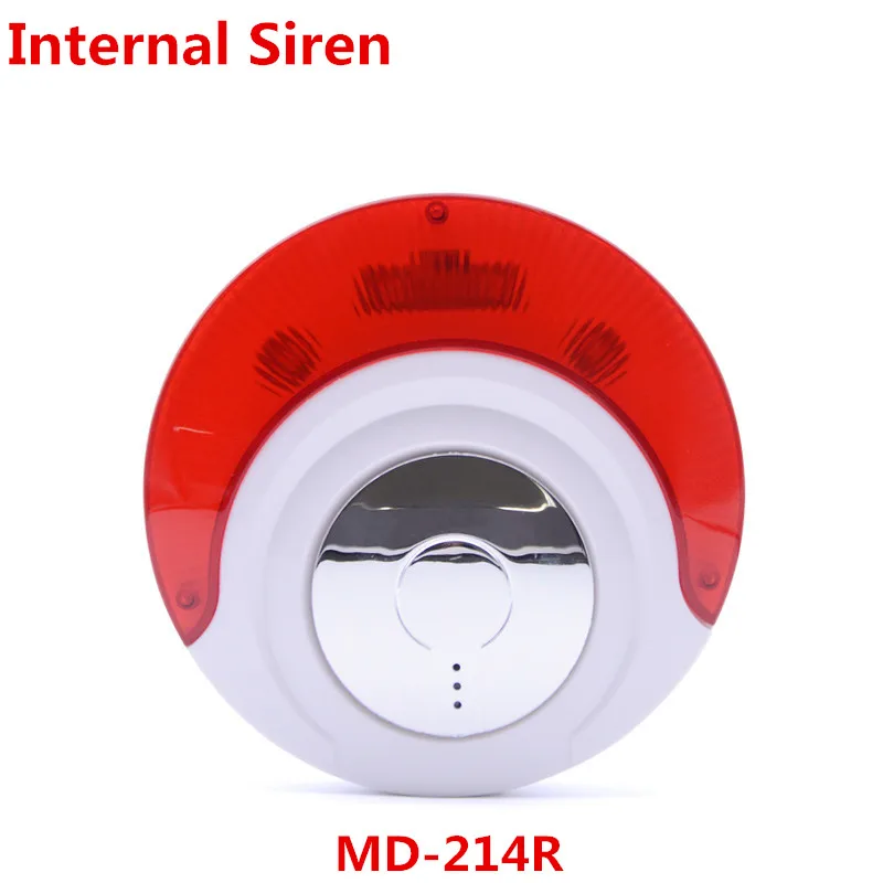 Sirena interna de MD-214R inalámbrica con sonido grande, Flash estroboscópico de 110db, Compatible con sistema de alarma de enfoque