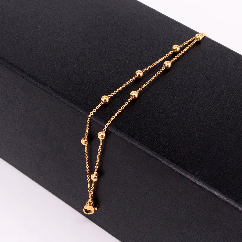 Hot selling fashion new double-Layer With Nine Steel ball Anklets for women's Anklets, Women's jewelry wholesale