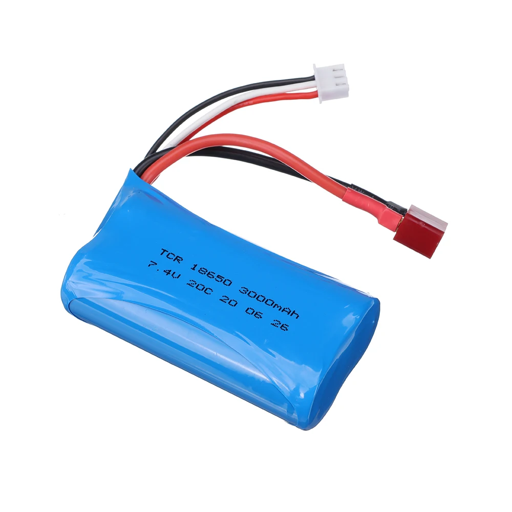 Lipo Batterij Voor Wltoys 12428 12401 12402 12403 12404 12423 FY-03 FY01 FY02 Rc Speelgoed Auto Onderdelen 7.4V 3000Mah 18650 T Plug