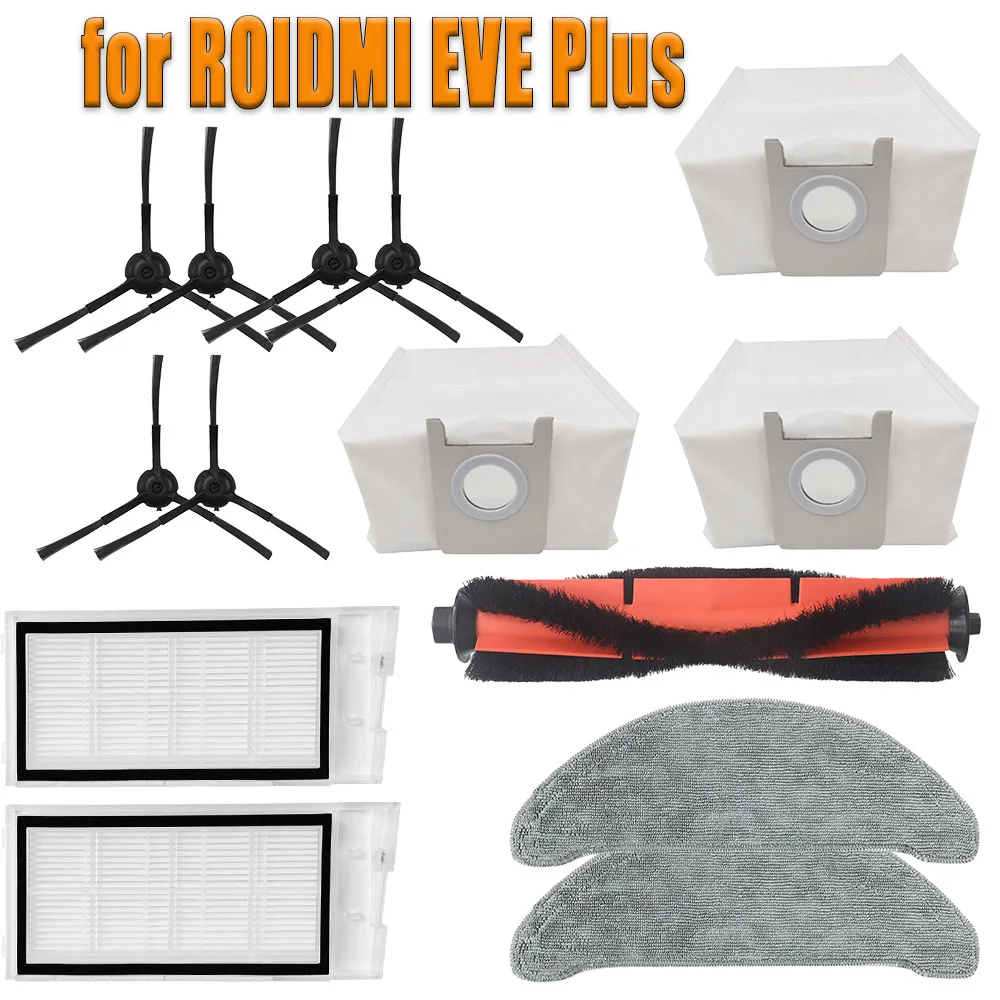 for ROIDMI EVE Plus Vacuum Cleaner Mop cloth roller brush side brush dust collection bag filter and accessories are assembled