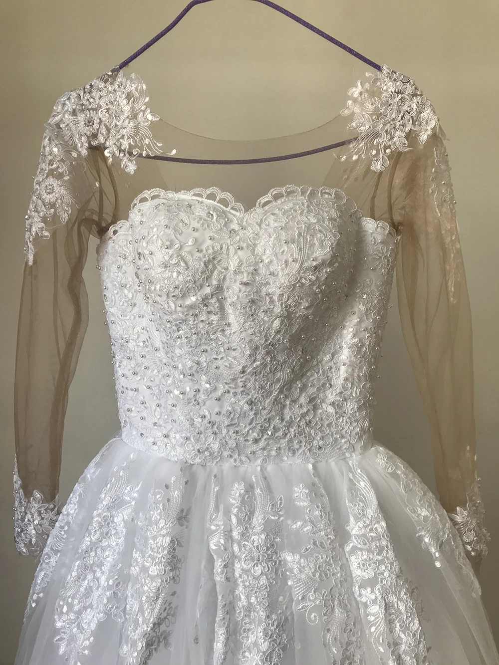 Fansmile 2020 Langarm Vestido De Noiva Spitze Kleider Brautkleider Custom-made Plus Größe Braut Tüll Mariage FSM-538F