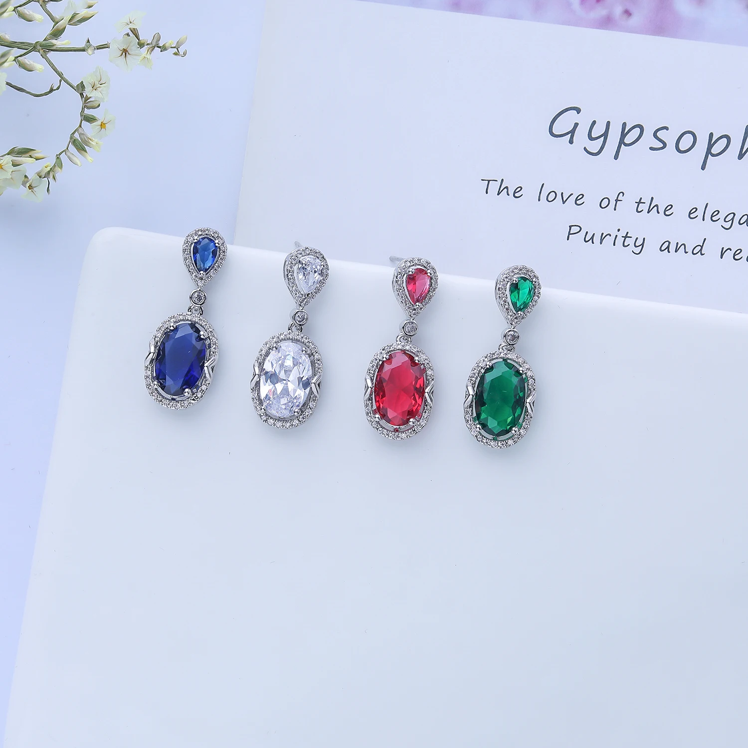 Cubic Zircon CZ Drop Earrings for Wedding, Crystals Dangle Earring for Bride, Women Girl Birthday Party Jewelry CE11380