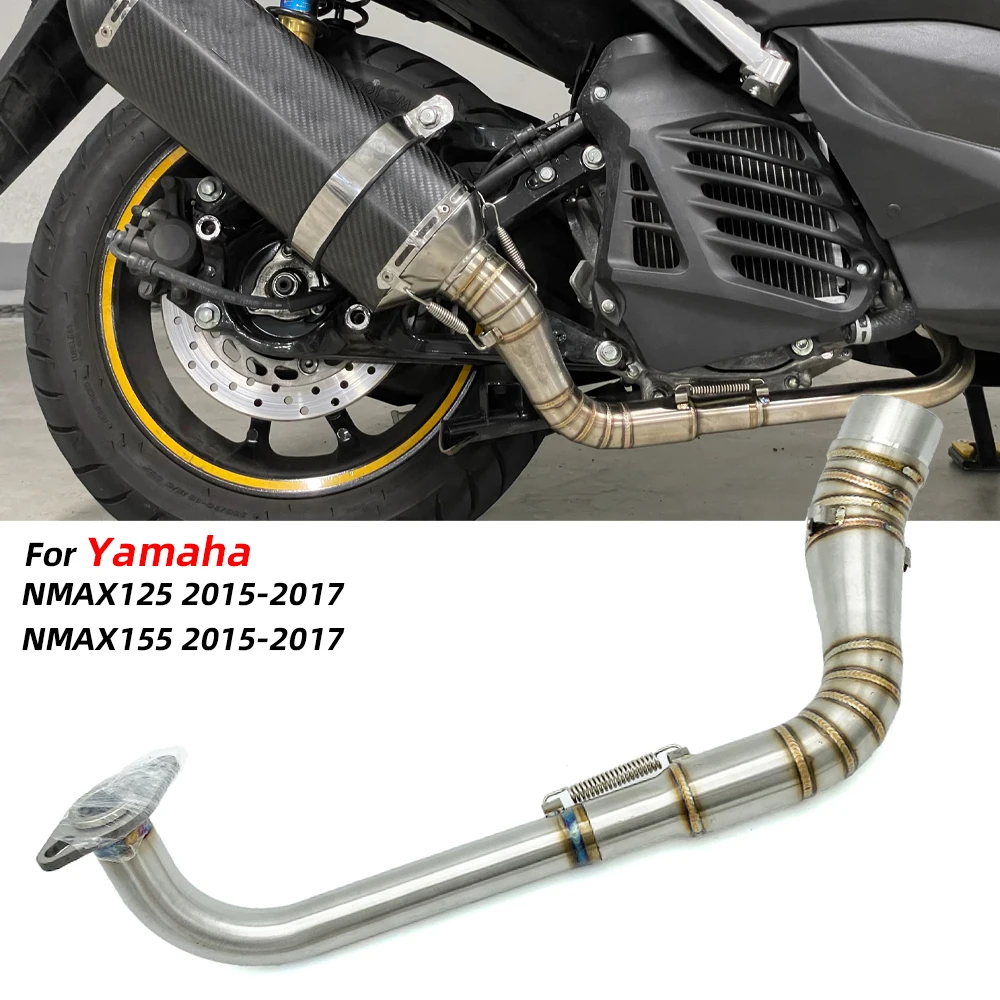 

REALZION NMAX155 NMAX125 Motorcycle Exhaust Pipe Slip-On Stainless Steel Middle Pipe For Yamaha NMAX N-MAX 125 155 2015-2017