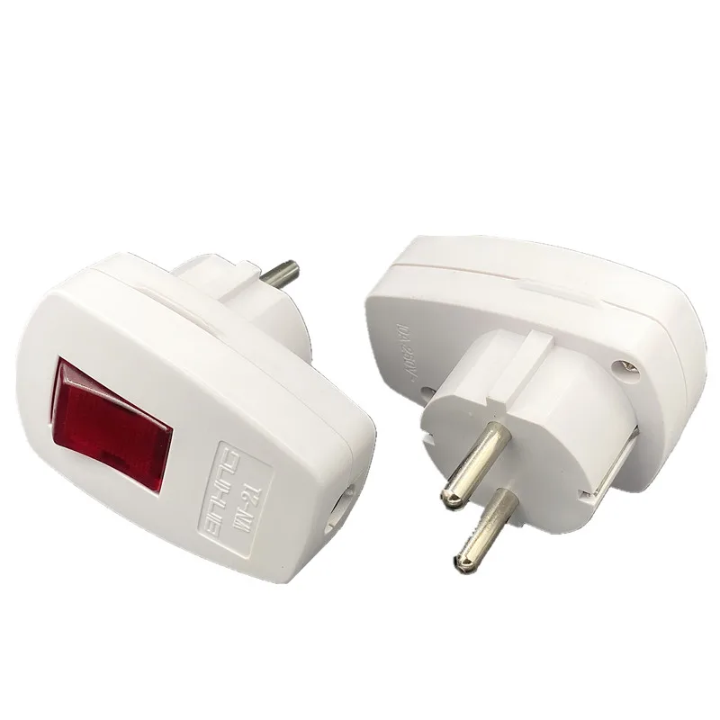 Germany Schuko Rewireable Power Plug Wih on-off Power Swtich 250V 10A EU CEE 7/7 Standard Adapter Receptacle Connector