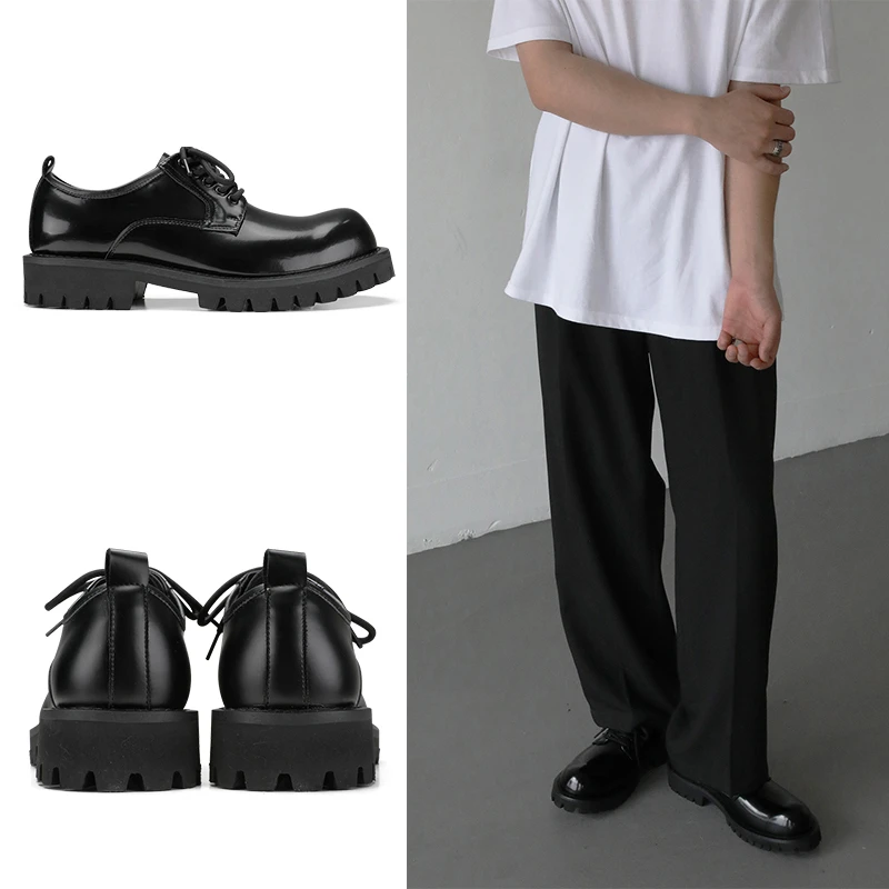 Moda Masculina Big Toe Flatforms, Moda Clunky Negócios Oxfords, Concise Grosso Sole