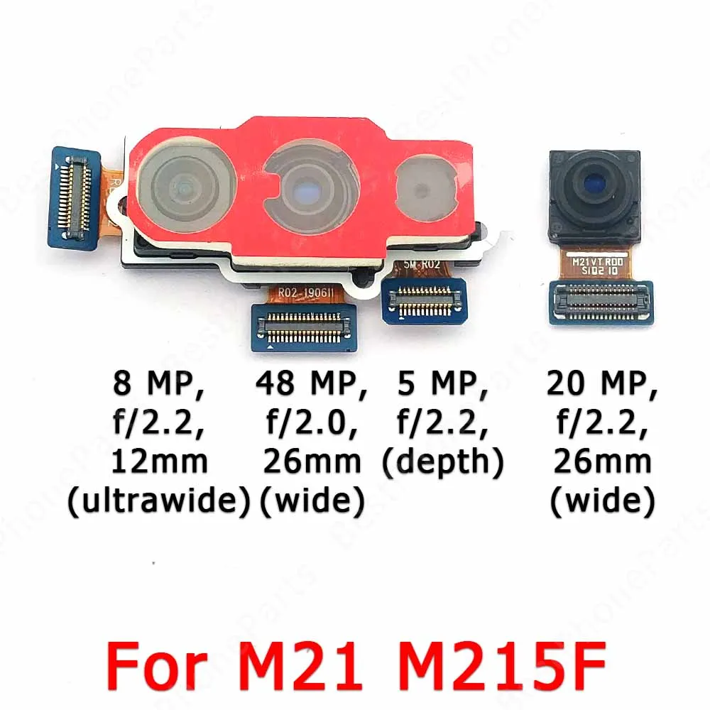 Rear Front Camera For Samsung Galaxy M21 M215F Frontal Back Facing Small Selfie Camera Module Flex Repair Spare Parts