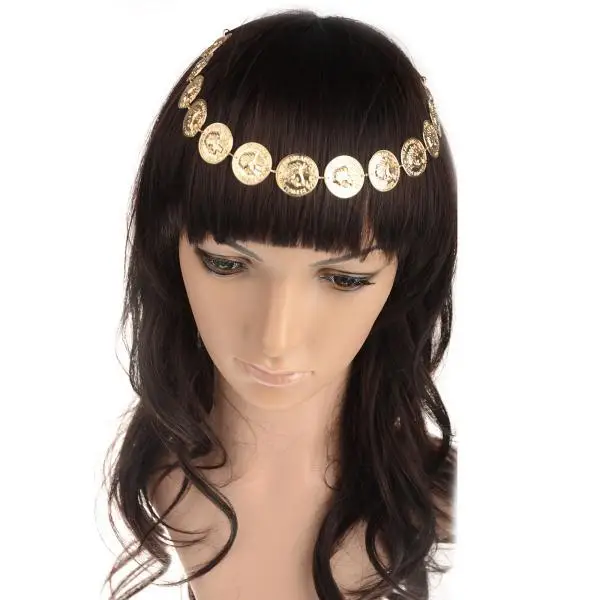 Bohemian Queen Avatar Headpiece Headband Gold Color Silver Color Coins Head Chain Flexible Adjustable Bride Hair Jewelry Women