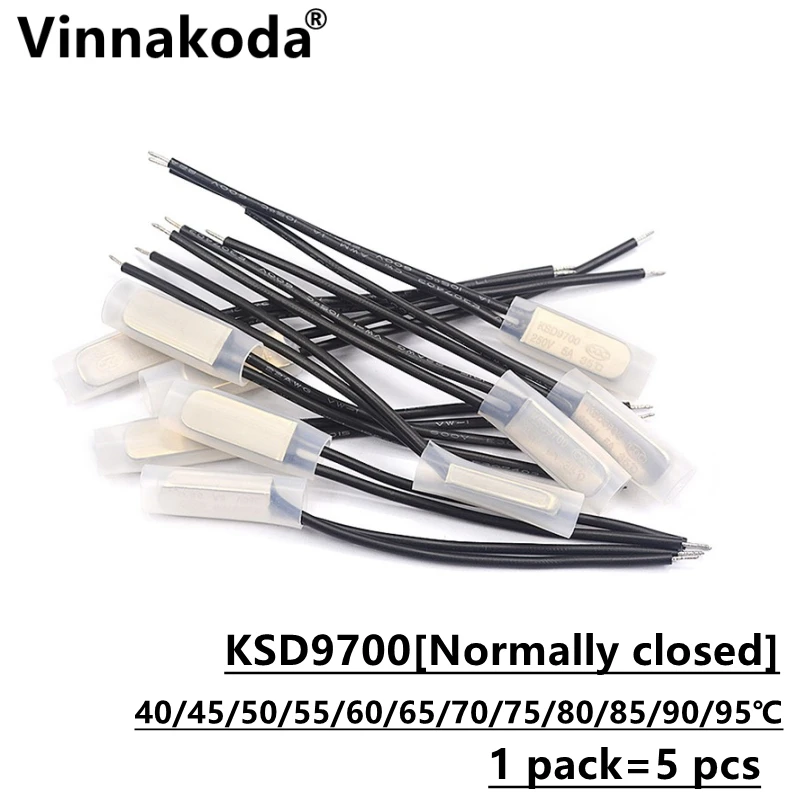 5PCS normally closed KSD9700 temperature control sensor 5A 250V 40/45/50/55/60/65/70/75/80/85/90/95℃