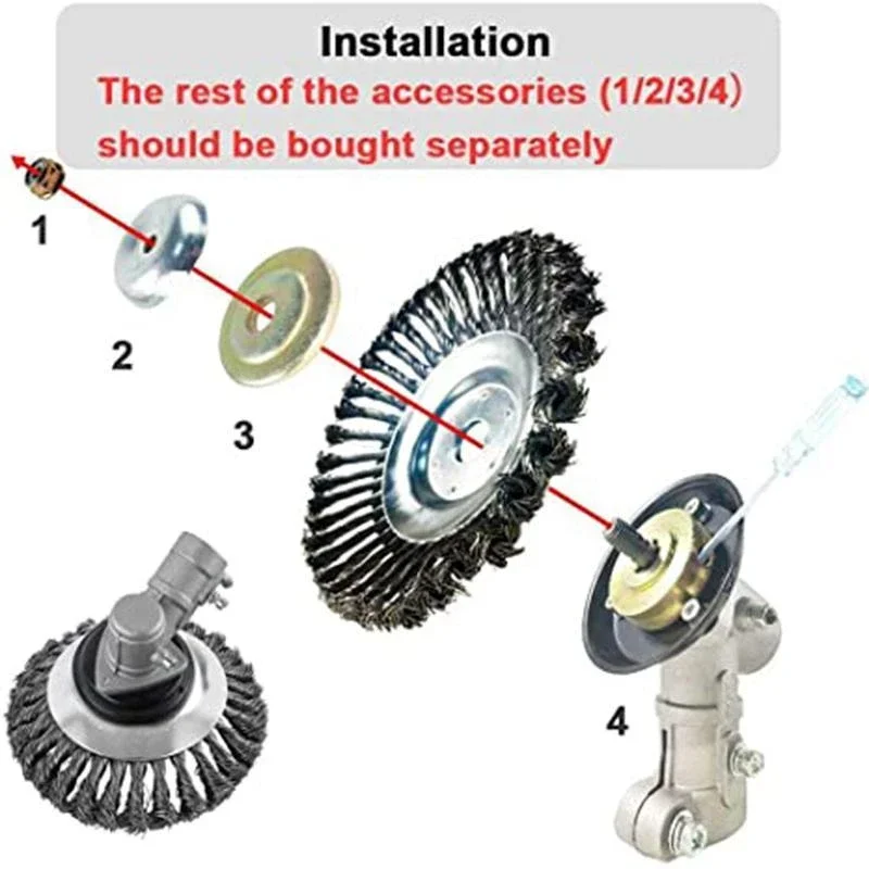 스틸 와이어 휠 정원 잡초 브러시, 잔디 깎는 기계, 잔디 이터 트리머 브러시 커터 도구, 정원 잔디 트리머 헤드 잡초 브러시