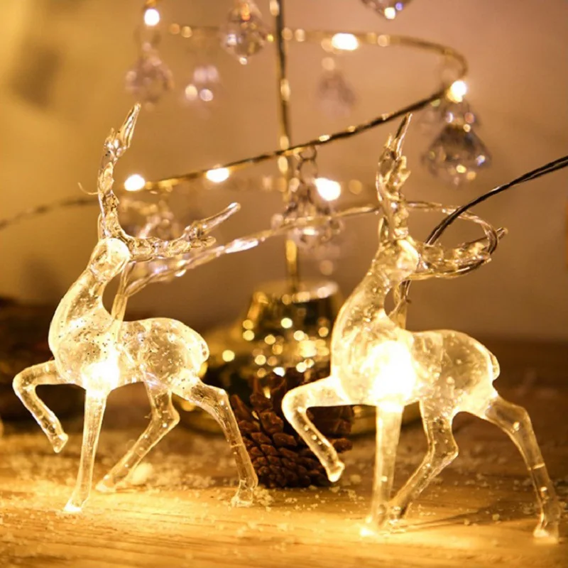 

10LED Sika Deer Light String Christmas Decoration Xmas Tree Garland Fairy Light For Home 2021 Happy New Year Navidad Noel