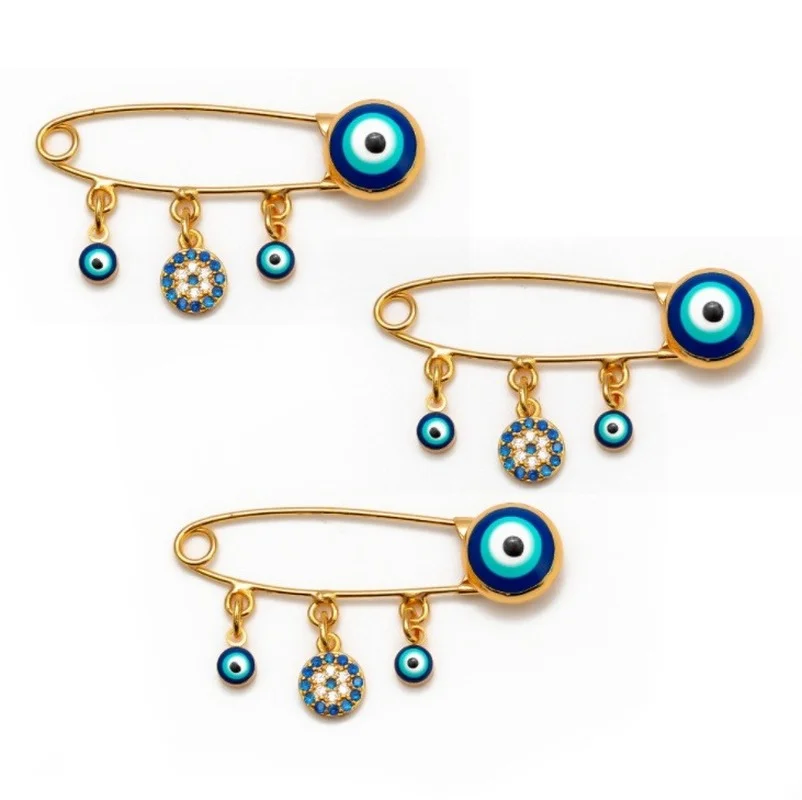 

Turkey Evil Eye Safety Brooch Pin Blue Lucky Eyeball Hand Brooch Ethnic Charm Small Lapel Pin Jewelry