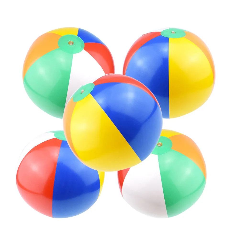 5pcs Inflatable Beach Ball Rainbow Color Pool Party Favors Summer Water Toy Outdoor Family Interactive Toys