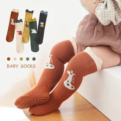 Baby Socks Anti-slip Long Over Knee High Socks Cotton Soft Warm Leg Warmer Cute Animal Dionsaur Lion Home Spring Socks 0-3 Years