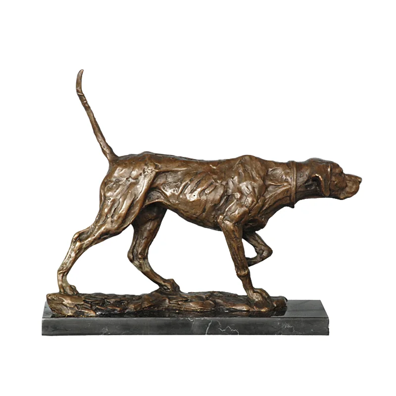 Bronze Hunter Dog Statue Abstract Sculpture Animal Figurine Art Hot Casting Indoor Decor Gifts