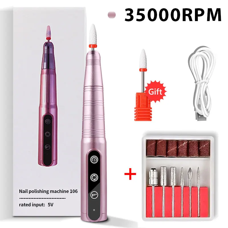 

Professional 35000RPM Nail Drill Pen for Manicure Pedicure Set with Sanding Bands Nails Accessories Cutters for Manicure Machine