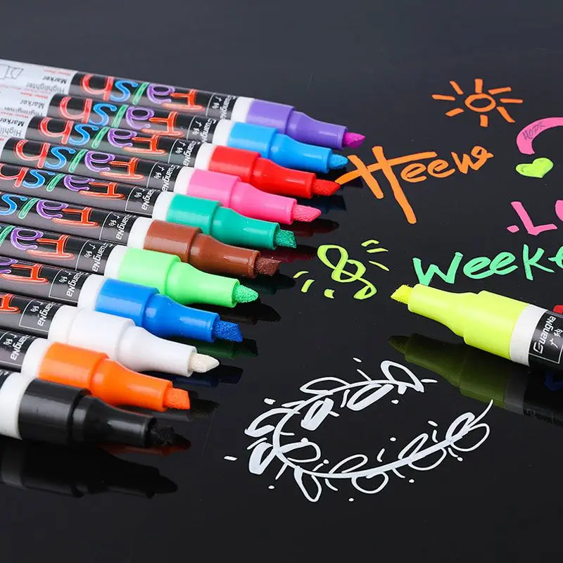 

8/12 Color Erasable Multi Colored Highlighters Liquid Chalk Marker Pens For LED Writing Board Glass Window Art Marker Pens