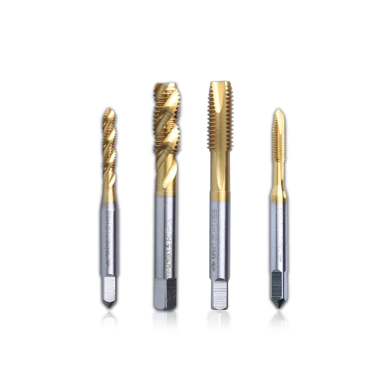 Grifos de máquina de acero de alta velocidad, M3, M4, M5, M6, M8, M16, con punta de tornillo chapada en titanio