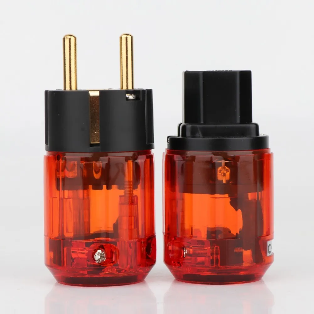 2PCS High End 24K Gold Plated/Rhodium Plated Schuko AC power plug+IEC power connector  plug  Clearance at the end of 2020