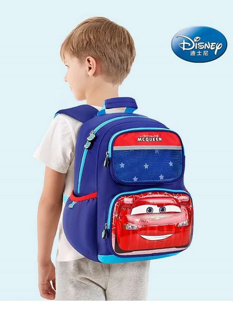 Disney LIGHTING MCQUEEN School Bags for Boys Primary Student shoulder Backpack Car Bag Gift Super Light Large Capacity Mochilars