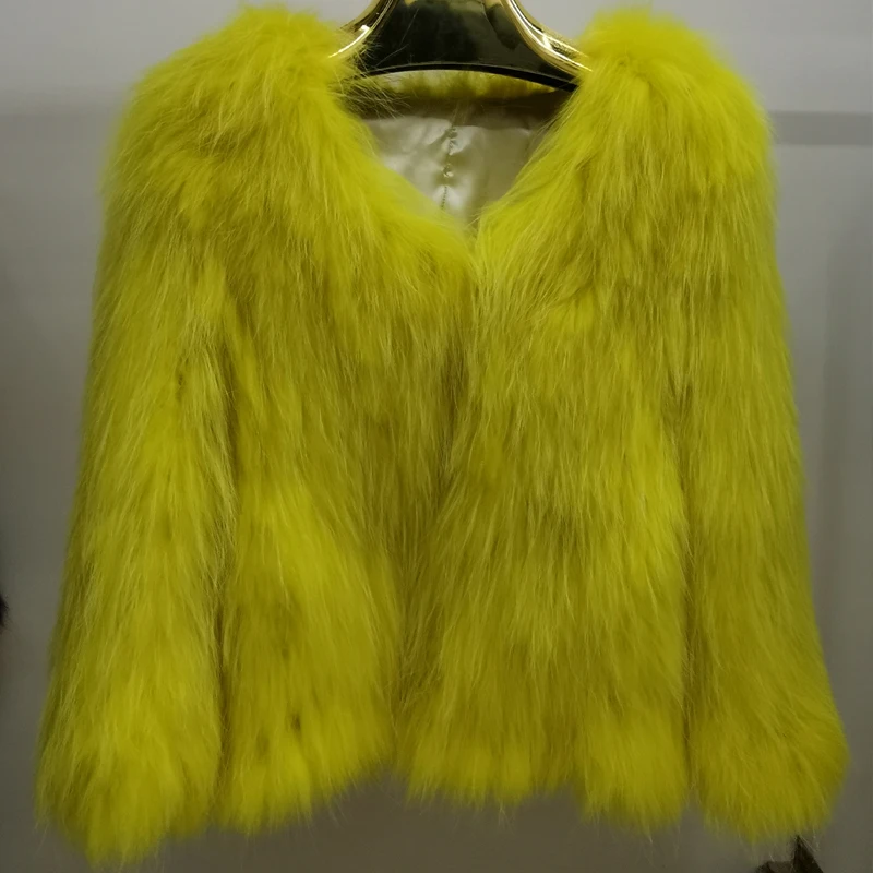 Fourrure de raton laveur pour femmes, manteau en vraie fourrure de renard, longueur 60 cm, nouvelle collection automne et hiver 100%