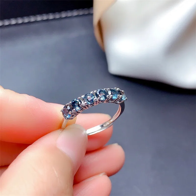 LeeChee London Blue Topaz Ring 3MM Natural Gemstone Jewelry for Young Girl Birthday Gift Real 825 Sterling Silver Free shipping