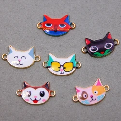 10pcs 12*14mm Enamel Cat Connect Charm for Jewelry Making Crafting Cute Earring Pendant Bracelet Necklace Accessories Diy Findin