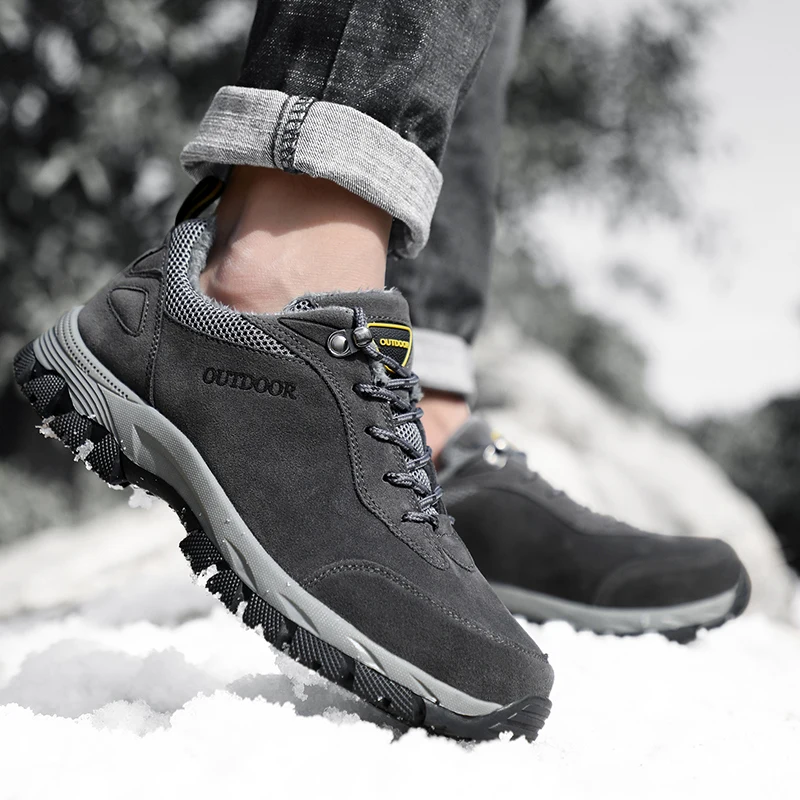 Xiaomi Winter Boots Men Casual Shoes Outdoor Waterproof Men Hiking Boots Sneakers Warm Snow Leather Boots Size 39-49